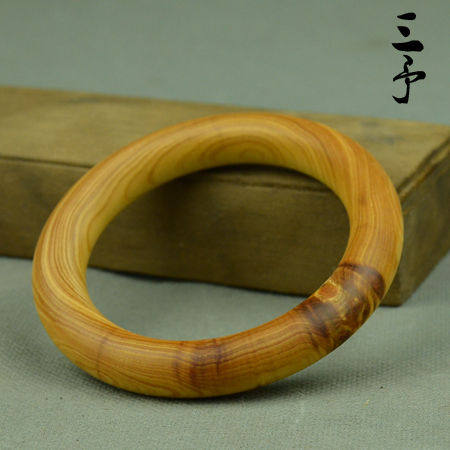 高油 天然太行崖柏手镯 带瘤疤 木镯子 崖柏木手镯 女式木镯
