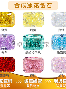 长方形倒角冰花切多色锆石组合 小八角人造CZ混色高碳钻宝石裸石