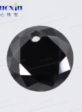 圆形尖底单孔黑色锆石裸石 边缘打孔耳钉耳环吊坠配件饰品diy