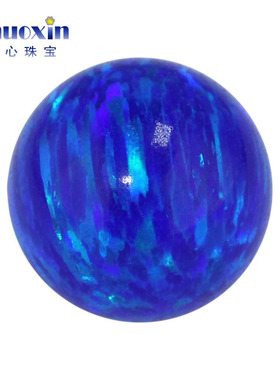 圆珠深蓝色欧泊欧珀裸石 光珠无孔球形珠子合成澳宝OP50