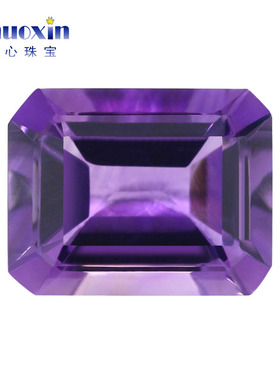 天然紫晶祖母型绿切工裸石 紫水晶长方倒角车平半宝石紫色宝石