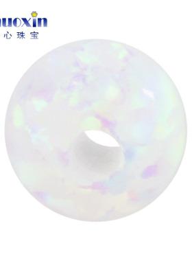 全孔圆珠仿白欧泊绿彩欧珀裸石 球形打孔珠子合成澳宝通孔OP16