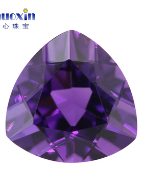 培育深紫色水晶肥三角形裸石 合成紫晶深紫色胖三角镶嵌压电水晶