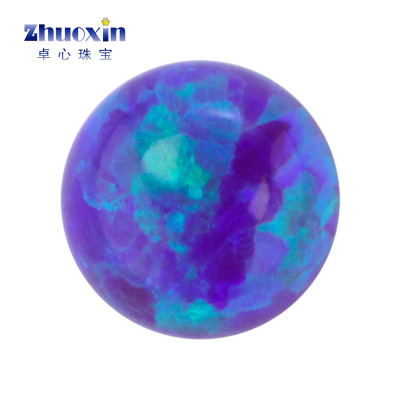 圆形平底紫色蓝绿彩色人造欧泊石OPAL 素面光面欧珀澳宝裸石OP51