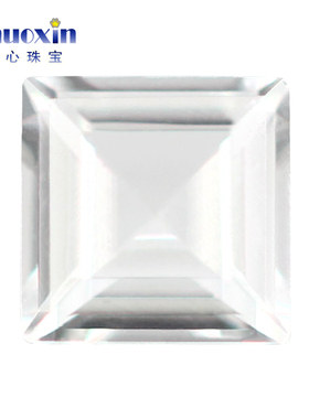 正方直角车平天然白托帕石裸石 刻面尖底天然白黄玉宝石镶嵌主石