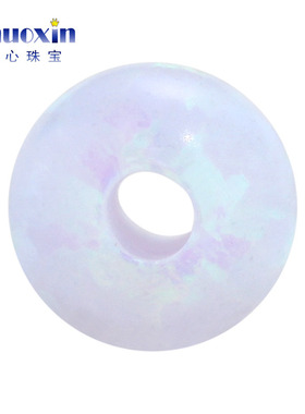 全孔圆珠淡紫色欧泊欧珀石裸石 球形打孔珠子合成澳宝通孔#F-N1