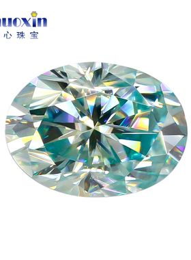 蛋形蓝色莫桑石裸钻戒面 VVS椭圆形合成碳硅石珠宝戒指首饰主石