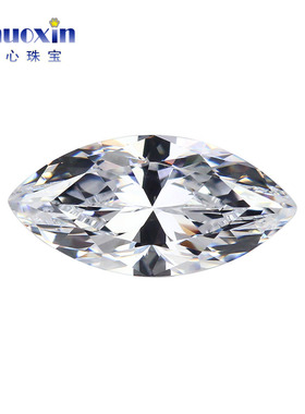 马眼9A级白色锆石戒面裸石尖底高仿钻 树叶形白锆人造CZ宝石裸钻