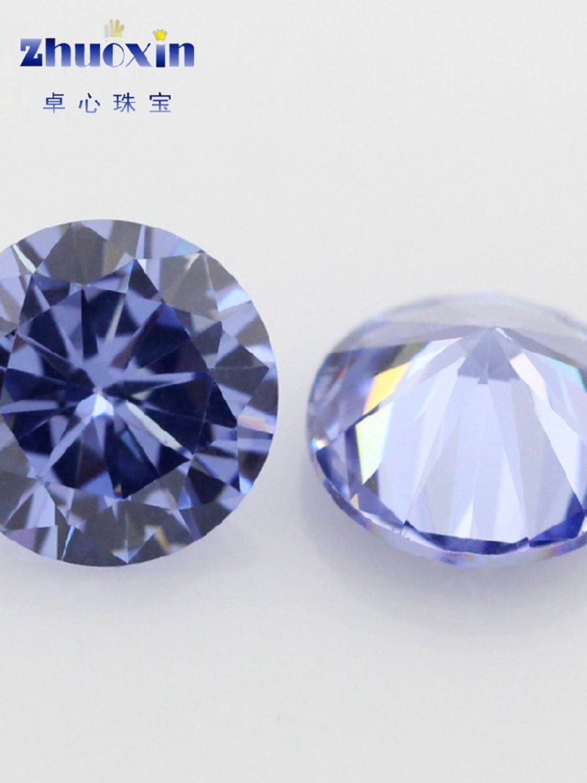 円形浅タンサンブルージルコン尖底裸石浅タンサンランド宝石リング3.0 ~ 15 mm-2