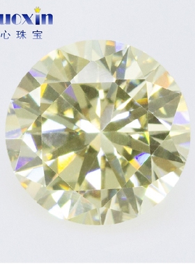 鹅黄淡黄色立方氧化锆石裸石 圆形尖底CZ微镶人造仿钻3mm~20mm