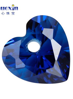 心形中间单孔宝蓝色锆石裸石