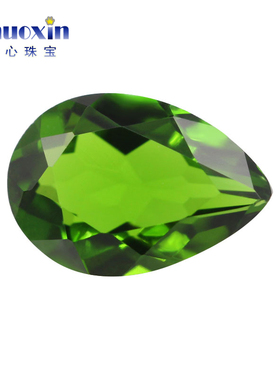 梨形俄罗斯透绿石天然透辉石裸石 水滴形刻面绿色宝石镶嵌用彩宝