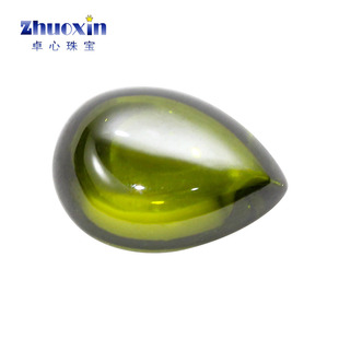 橄榄色梨形平底素面合成锆石 光面裸石橄榄绿锆CZ水滴弧面宝石diy