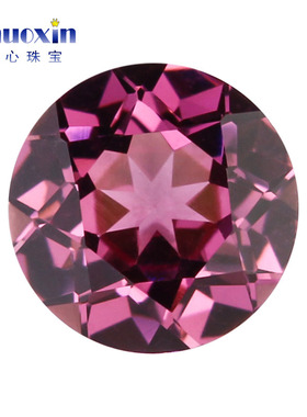 圆形紫石榴天然紫色镁铝石榴石裸石戒面 紫牙乌原石彩宝主配石DIY