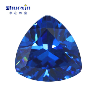 肥三角宝蓝色锆石宝石裸石戒面 胖三角兰锆首饰耳钉配饰裸钻主石