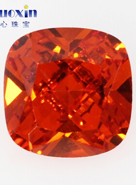 肥正方形桔红色锆石橘红锆裸石钻 枕头形尖底戒面戒指主石宝石DIY