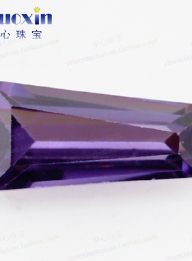 梯方紫红色CZ锆石戒面裸石 梯形紫色人造宝石饰品首饰配石5-8.0mm