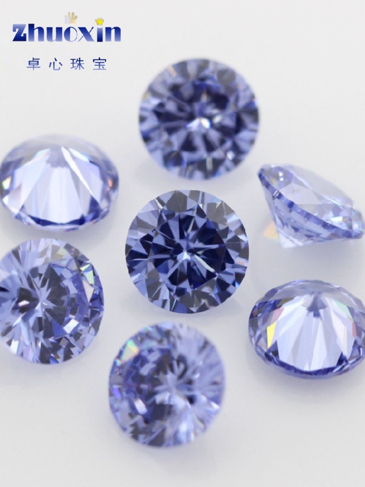 円形浅タンサンブルージルコン尖底裸石浅タンサンランド宝石リング3.0 ~ 15 mm-3
