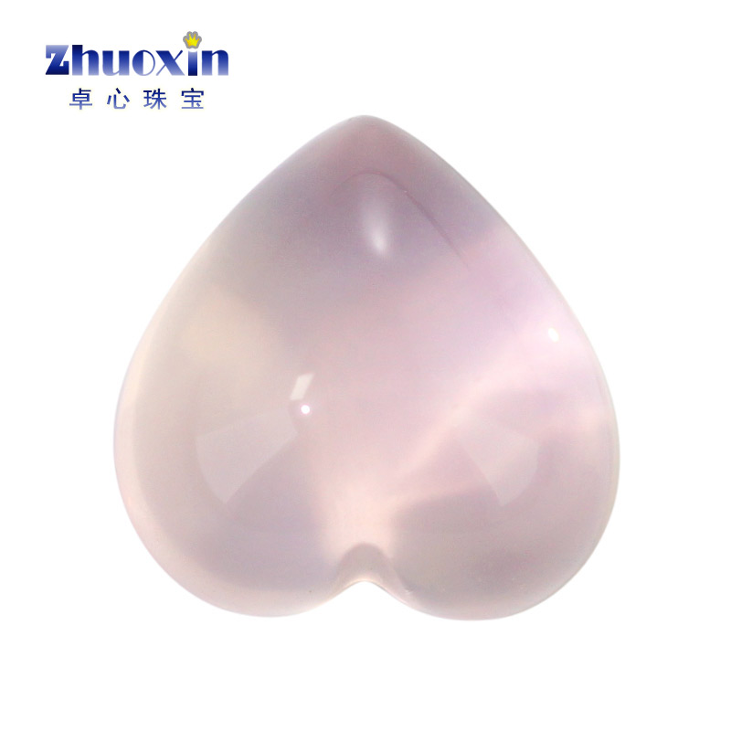 蛋面心形浅粉晶裸石 天然粉水晶芙蓉石浅色平底素面珠宝包镶配石