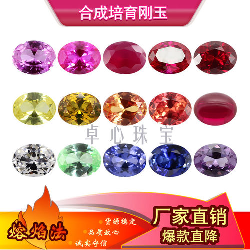 蛋形合成刚玉多色组合裸石