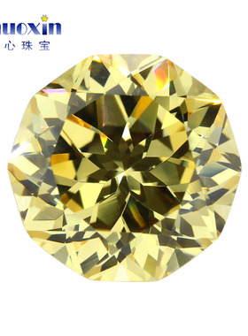 十边形星语星钻艳彩黄色锆石裸石 璀璨高碳钻合成宝石耳钉主石钻