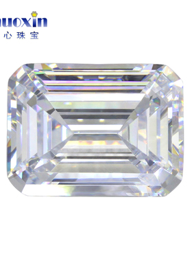 长方形倒角车平宝塔白色锆石裸石 祖母绿形切割人造宝石戒面镶嵌