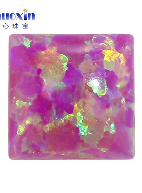 正方紫红色欧泊直角平底素面欧泊石宝石裸石 合成澳宝镶嵌用OP09