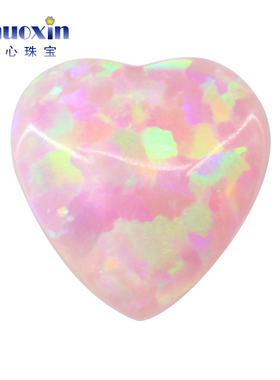粉红色心形平底素面澳宝欧泊OP08