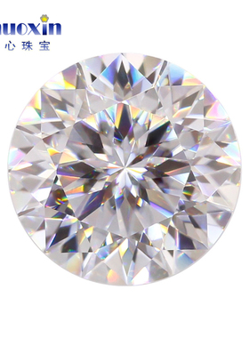 圆形梅花切D色莫桑石裸钻 美国进口白色1克拉钻裸钻合成碳硅石VVS