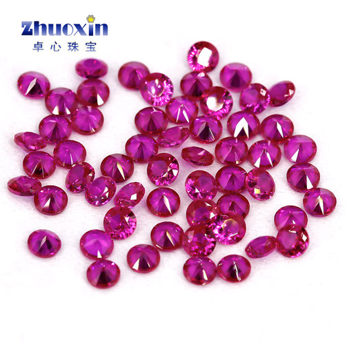 圆形5#红刚玉裸石戒面配钻 人造合成培育Ruby红宝石镶饰品散珠DIY