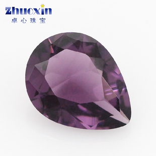 梨形紫红色玻璃戒面裸石高仿钻 水滴形紫红玻人造宝石镶耳环吊坠