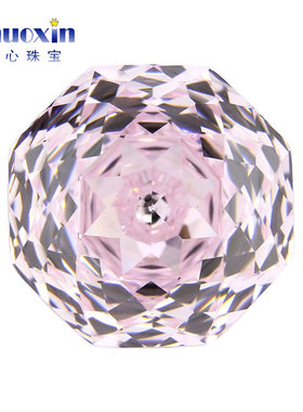 千禧玫瑰切八边形浅粉红色锆石裸石 人造彩色宝石戒指耳钉配钻