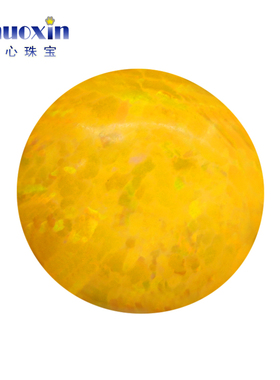 平底素面圆形蛋面人造欧泊石OPAL 明黄色欧珀澳宝戒面裸石#57