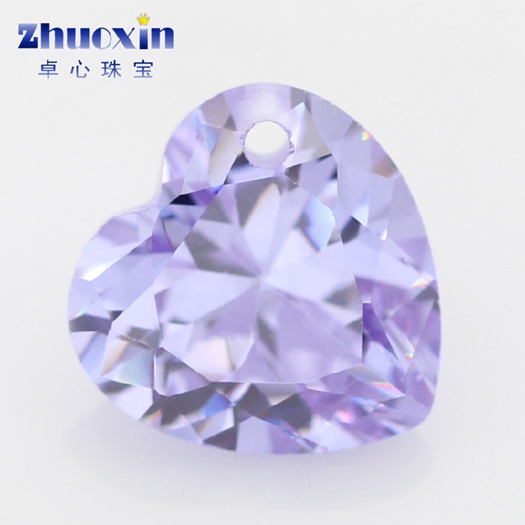 桃心形蓝色裸石耳环戒面