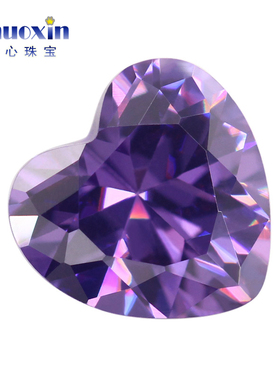 diy紫红色桃心形裸石戒面仿钻