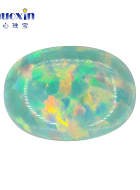 椭圆形欧泊石 蛋形平底素面人造薄荷绿色澳宝OPAL宝石裸石OP03