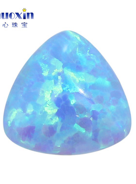 肥三角素面合成欧泊石天蓝色 合成宝石OPAL平底裸石人造澳宝 OP06
