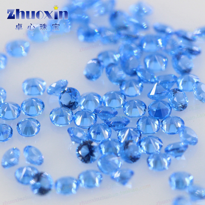蓝纳米143#裸石人造合成宝石 微镶蜡镶耐高温小圆形尖底副石0.9-3