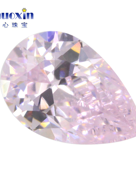 浅粉色水滴形锆石戒面项链diy