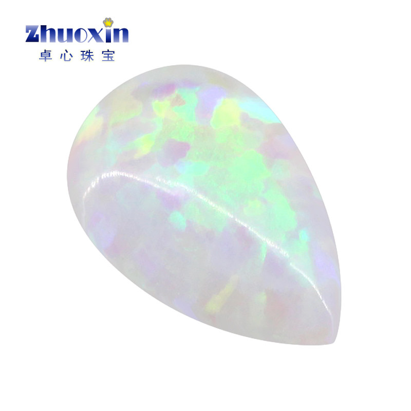 梨形平底素面澳宝裸石opal 水滴形白色系合成欧泊石宝石镶嵌op16