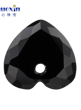 黑色桃心形单孔锆石diy首饰