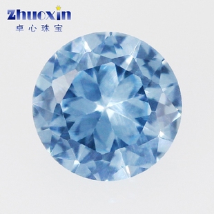 12mm 首饰主石蜡镶DIY4.5 圆形108 合成尖晶蓝宝石浅淡蓝色裸石