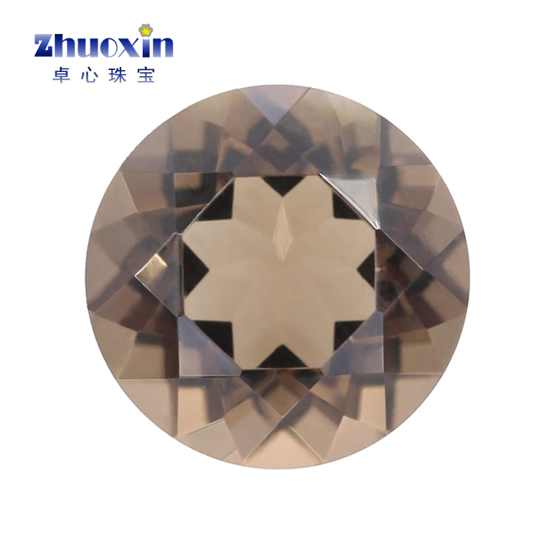 天然茶色水晶裸石散珠茶水晶圆形