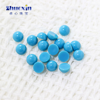 人造蓝松石圆形平底素面裸石戒面钻 光面文玩饰品配石可蜡镶纳米