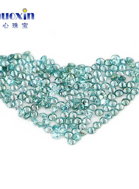 小尺寸正品蓝莫桑石裸石厘石碎钻小钻 VVS圆形蓝色镶嵌1克拉钻