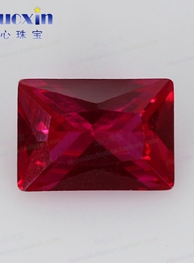 长方直角车花5#红刚玉戒面尖底裸石 人造合成红宝石Ruby首饰配件
