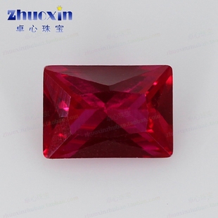 长方直角车花5 人造合成红宝石Ruby首饰配件 红刚玉戒面尖底裸石