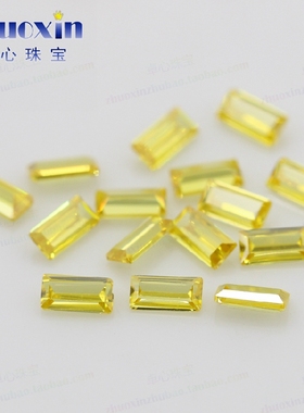 长方形直角车平金黄色锆石裸石 人造CZ宝石微镶手表美甲钻DIY配石