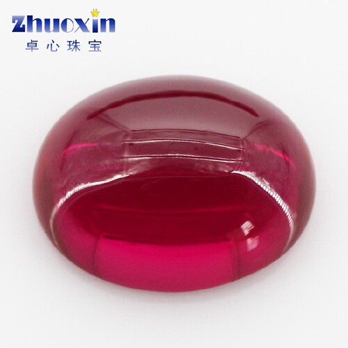 蛋形平底素面5#戒面红刚玉