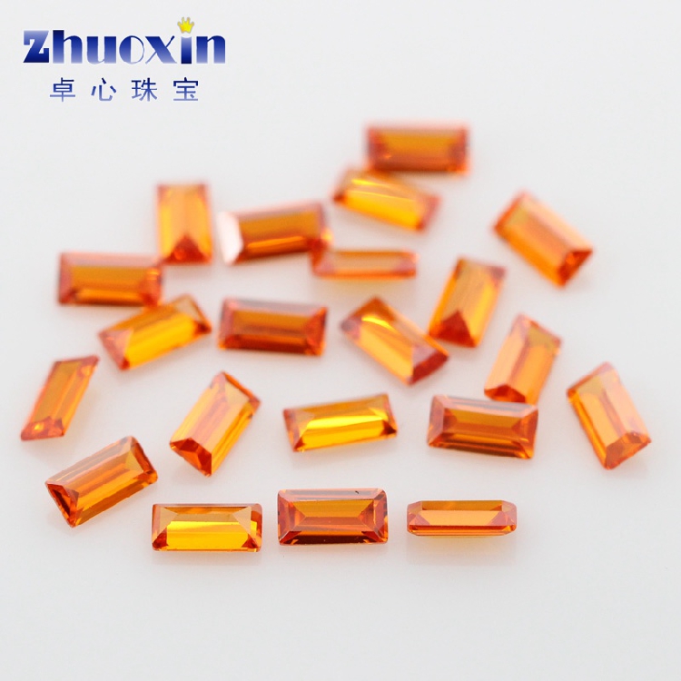 长方形桔红色美甲手表裸石